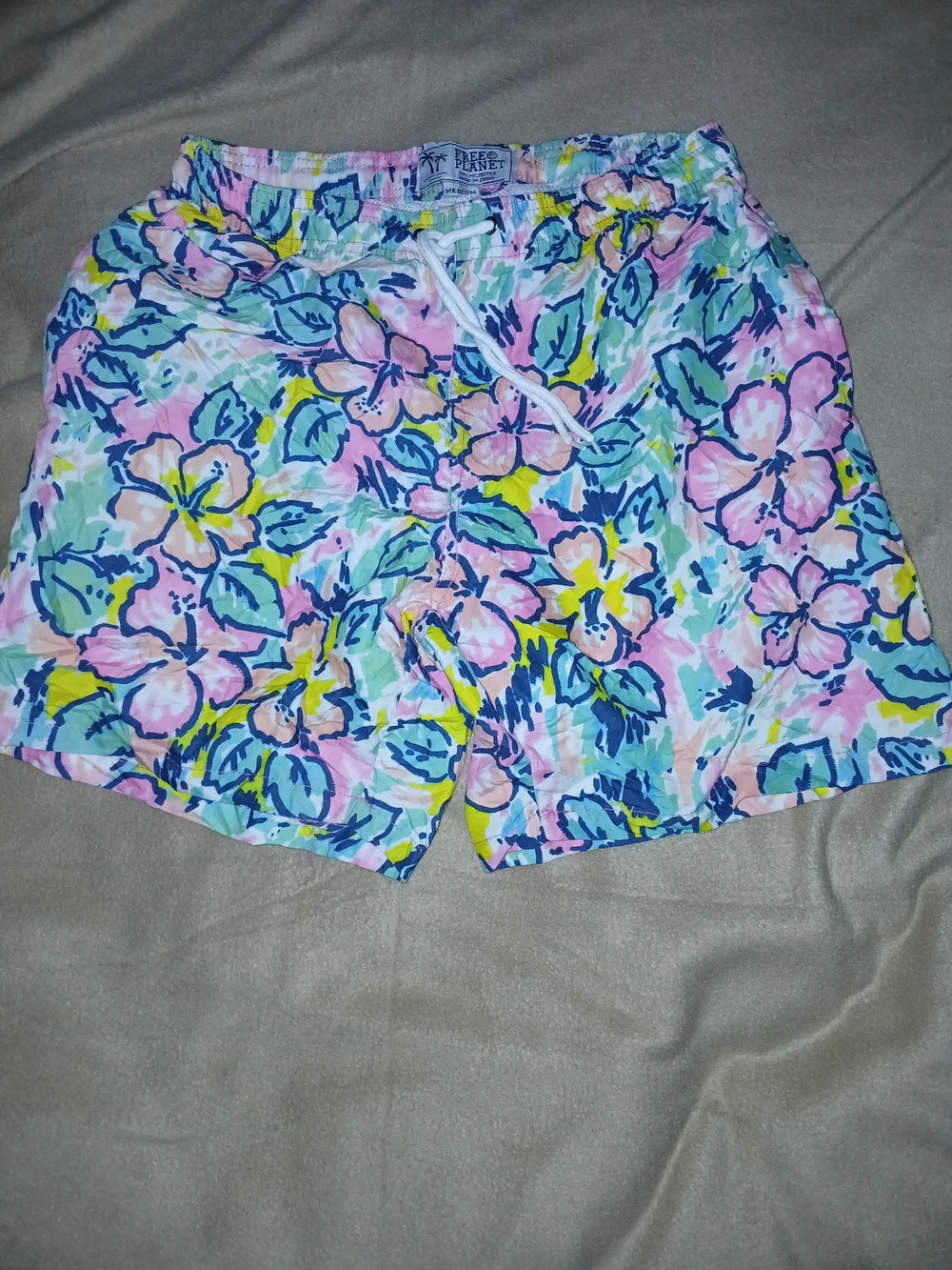 Men's Floral Swim Trunks - Pastel Multi